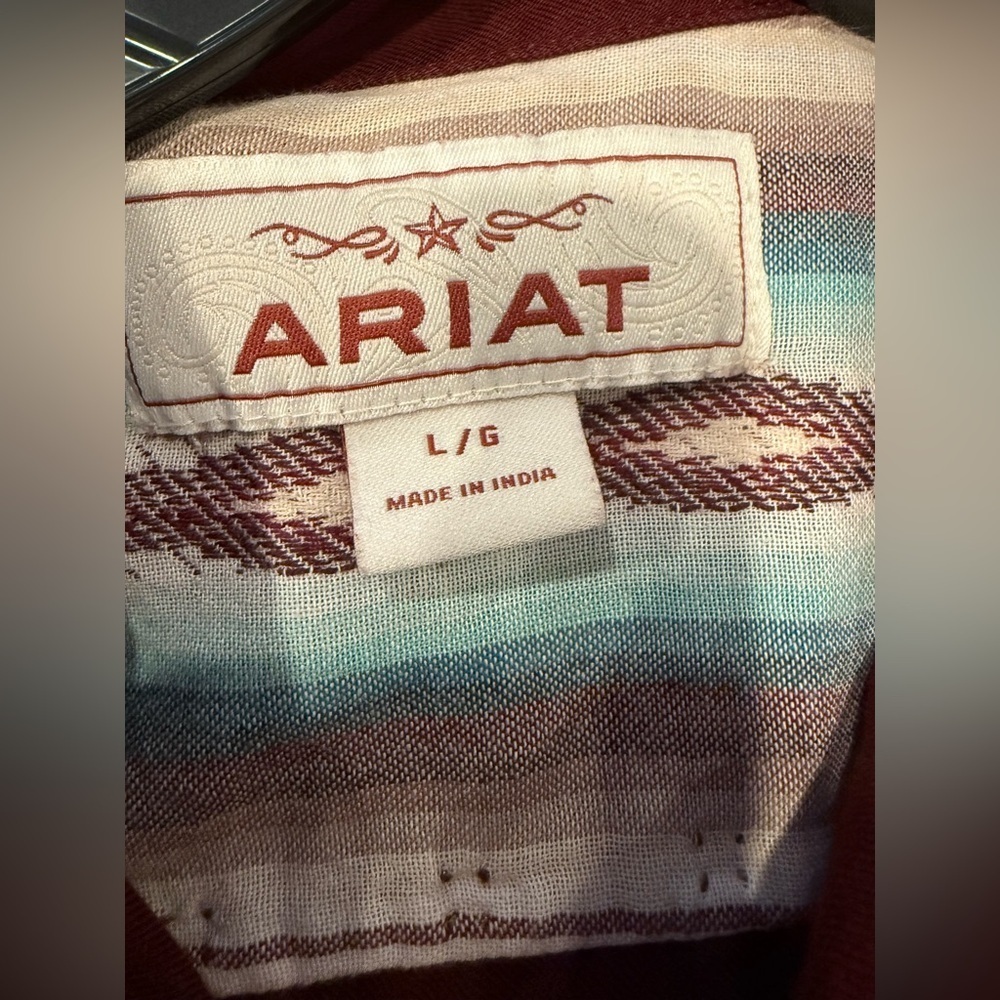 Ariat La Madre Jacket Berry Bark Aztec print Button Front Western Size L - Picture 4 of 5